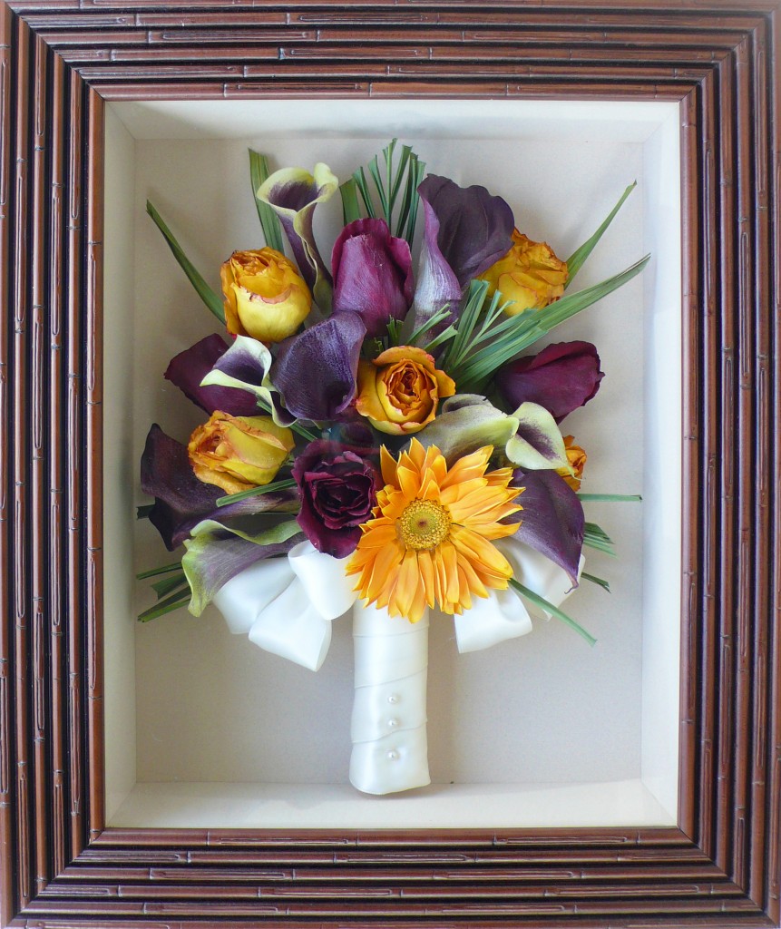 Mixed Flowers in Bamboo Frame