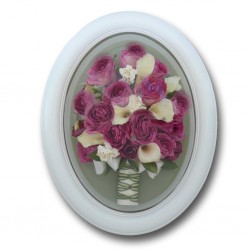 Classic White Oval with Pink Roses and Calla Lilies