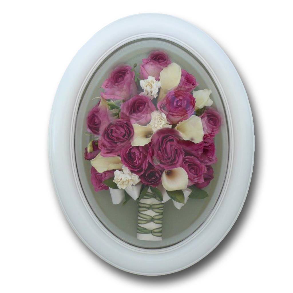 Classic White Oval with Pink Roses and Calla Lilies